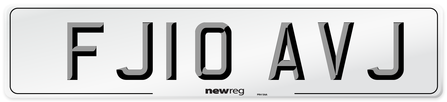 FJ10 AVJ Number Plate from New Reg